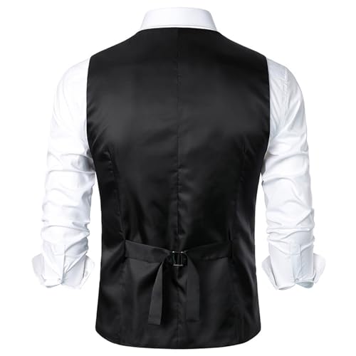 Mens Pinstripe Business Suit Vest Slim Fit Formal Dress Tuxedo Waistcoat Double-Breasted Stripes Wedding Dress Vest4