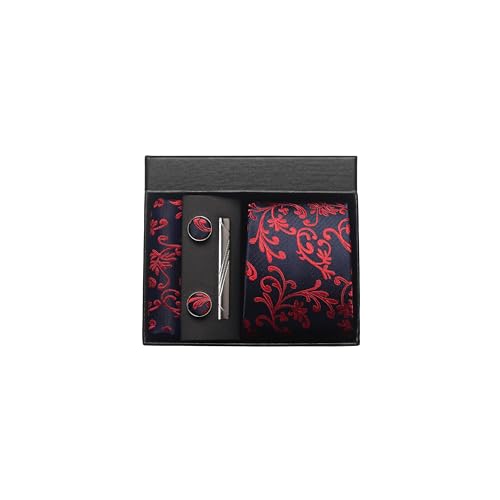 Image of Paisley Floral Mens Tie Formal Necktie Pocket Squares Ties Clips Cufflinks Classic for Men Set