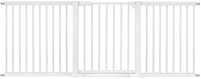 Baby Gate, Super Aide and Justable Baby Gate and Play Yard, Versatile Play Space, Extra Wide Pressure Mounted Dog Gate，Child Gate for Doorways Stairs and House，White. (80-83inch)