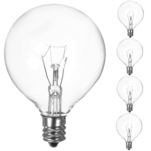 Mobestech Lava Lamps Bulbs 25 Watt Wax Warmer Bulbs, 5Pcs Bulbs for Full Size Warmer, E12 Base Wax Bulb, G50 Dimmable Light Bulbs for Burner, High Temp Resistance (220V-230V)