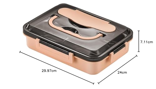 AIYoo 304 Stainless Steel Bento Lunch Boxes for Adults, 5 Sections Rectangular Divided Plates Tray Pink Reusable dinner Plate with Lid and Buckled for Adults Portion Control