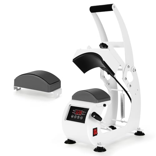 Hat Press Heat Machine for Caps, Digital Control Hat Press with 2 Platens Auto-Off Safety, Handheld Hat Heat Press Machine for DIY Project