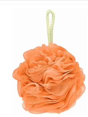 Round Bath Sponge Loofah/Back Scrubber For Women And Men (Big Size) (Orange)-image-1