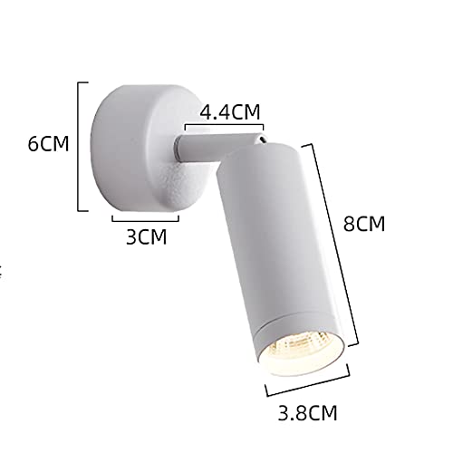 Aplique de pared LED 5W de aluminio blanco con cabezal ajustable COB 4