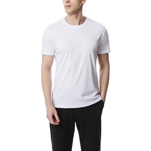 Fresh Stain-Repel Signature Tee, Men’s Short Sleeve Fashion Casual Dry Fit Active Crew Neck T Shirt Lightweight(White,L)