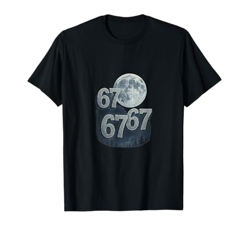 67 Six Seven 6-7 Howling at The Moon Brainrot Funny Meme T-Shirt