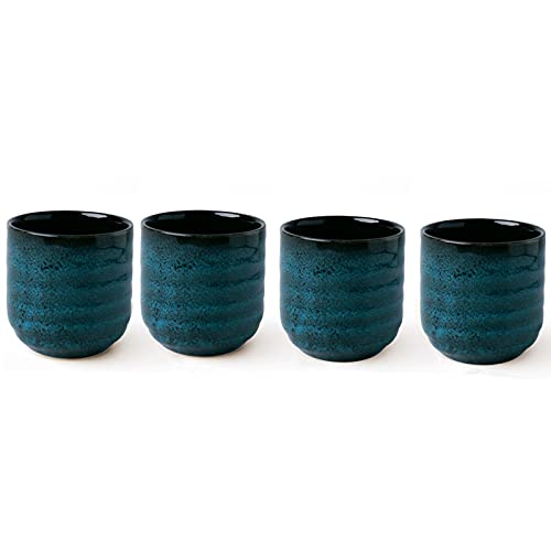 Lxuwbd Juego de té de cerámica de estilo japonés, taza de té, taza de café, juego de yerba mate, juego de 4 tazas de cerámica mate (verde)