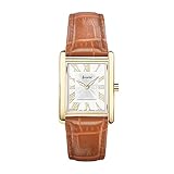 Accurist Rectangle 26mm Quartz Watch in White with Analogue Display, and Tan Leather Strap 71004