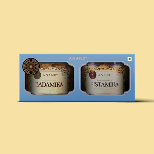 ANAND Sweets Pure Butter Cookies/Biscotti | Badamika Biscuits (225G) And Pistamika Biscuits (225G) Combo Pack | No Preservatives | Food Grade Plastic Container, Almonds, Pistachio, 450 Gram