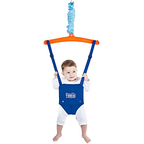 FUNLIO Baby Jumper for 6-24 Months, Baby Door Jumper for Indoor/Outdoor Play, Infant Jumper Doorway with Adjustable Chain, Easy to Assemble & Store (Without Stand)