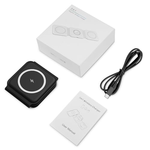 ITAWINA Carregador rápido magnético sem fio 3 em 1 para iPhone 16/15/14 Pro Max/Apple Watch/AirPods