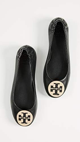 Tory Burch Minnie Leather Travel Ballet Flat (9, Perfect Black / Gold) | Image 4