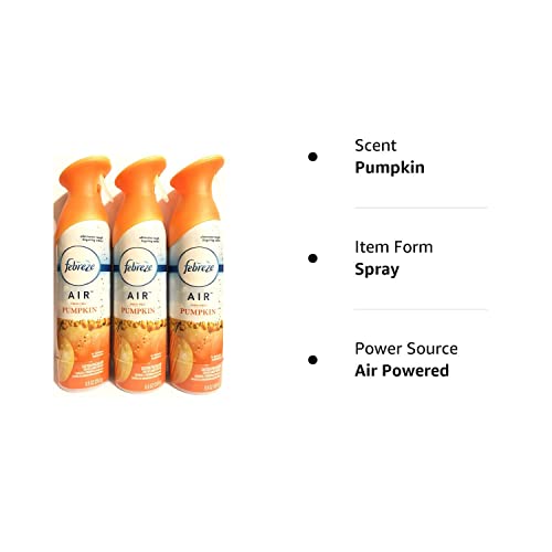 Febreze Air - Air Freshener Spray - Limited Edition - Winter Collection 2017 - Fresh-Fall Pumpkin - Net Wt. 8.8 Oz (250 G) Per Bottle - Pack Of 3 Bottles #TOP3