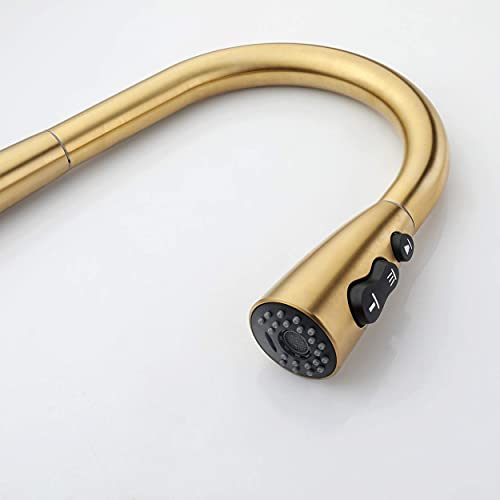Amazing Force 3 Modes Kitchen Sink Faucet Single Handle Kitchen Faucet With Pull Down Sprayer Stainless Steel Faucet For Kitchen Sink Kitchen Faucets For Home Kitchen, Rv, 1.8 Gpm (Gold) #TOP5