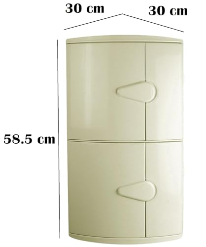 Image of BRANCO Plastic Double Door Corner Cabinet for Bathroom Wall | Wall Mounted Storage Rack | Bathroom Corner Cabinet | Multipurpose for Home Kitchen & Office Use | (59X35X28cm) Ivory