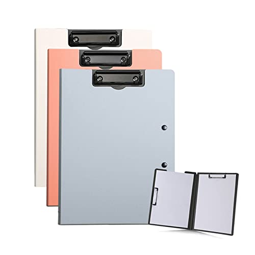 ALLMIRA バインダー a4 2つ折り 3個セット クリップボード 二つ折り クリップファイル 両面 ダブルクリップ 折りたたみ おしゃれ ふたつ折り (淡色 （3個入）)