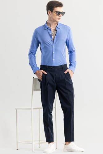 Image of SNITCH Men Trousers | Slim Fit Ankle Length | Smooth Cotton Fabric | Formal