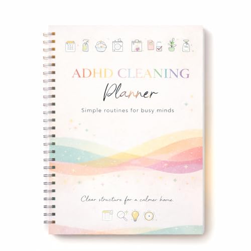 ADHD Cleaning Planner – Durable Laminated Cover, ADHD Cleaning Planner for Adults, Cleaning Schedule Planner, Daily & Weekly To-Do List, Routine System