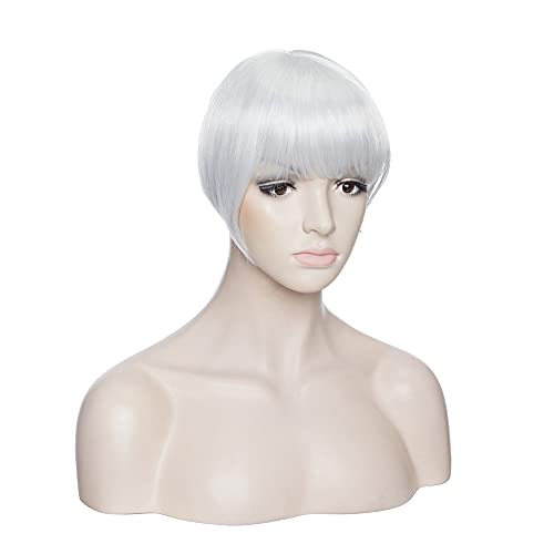 Hairro Clip In Bangs Synthetic Hair Extensions With Temples Thick Clip In Silvery Grey Forehead Topper For Women With Short Blunt Cut Full Fringe Small Toupee Hairpiece For Hair Loss Thinning Hair #TOP5