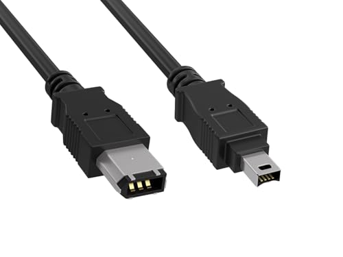 CableLeader 6ft FireWire 400 Cable IEEE-1394a 6-Pin to 4-pin Male to Male Data Transfer Cable, iLink DV Cable, 6-Pin/4-Pin IEEE 1394a, High Speed Firewire 6 Pin to 4 Pin Cable, Black