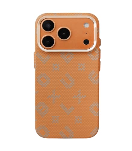 BUCKSAA Armid Magnetic Back Cover for iPhone 17 Pro | Aramid Fiber Slim Case | Compatible with Mag-Safe Wireless Charging | Ultra Thin Lightweight | Scratch Resistant Protection (Vivid Orange)