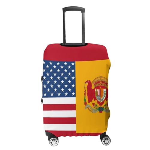 American Spain Flag Elastic Luggage Cover Suitcase Protector for 19-32 Inch Suitcases | Universal Stretchable Travel Bag Cover | Anti-Scratch, Washable with Zipper Closure XL4
