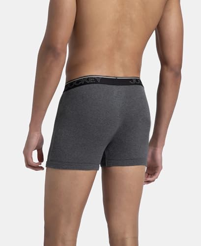 Image of Jockey 8009 Men Super Combed Cotton Rib Solid Boxer Brief with Ultrasoft and Durable Waistband (Pack of 3)