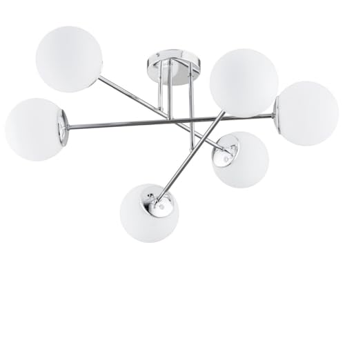 KAR LIGHTING Sputnik Deckenleuchte 5-flammig aus Stahl & Glas | Deckenlampe E27 in Chrom für Wohn-, Ess- & Arbeitszimmer | Modernes Design & LED-kompatibel KAR LIGHTING Sputnik Deckenleuchte 5-flammig aus Stahl & Glas | Deckenlampe E27 in Chrom für Wohn-, Ess- & Arbeitszimmer | Modernes Design & LED-kompatibel