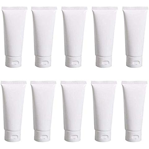 20Pcs 50ml/1.7oz Empty Refillable Plastic Squeezable Facial Cleanser Bottle Cosmetic Soft Tube Bottle Container Sample Packaging Vials with Flip Cap For Travel Lotion Shower Gel Shampoo Toiletries Cover