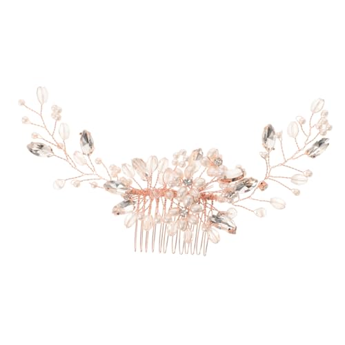 Healvian ブライド 結婚式用 ヘアコーム 水晶付き ヘアクリップ 新婦 用 ヘ