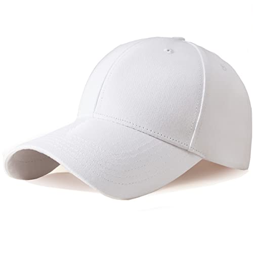 FLOBBS Casquette de baseball en coton réglable pour homme et femme - Unisexe - Couleur unie, 02_blanc, 56/59 cm Cover