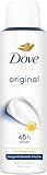 Dove Anti-Transpirant Deo-Spray Original 0% Alkohol Deodorant schützt 48h vor Körpergeruch und Achselnässe 150 ml 1 Stück (Packung mit 5)