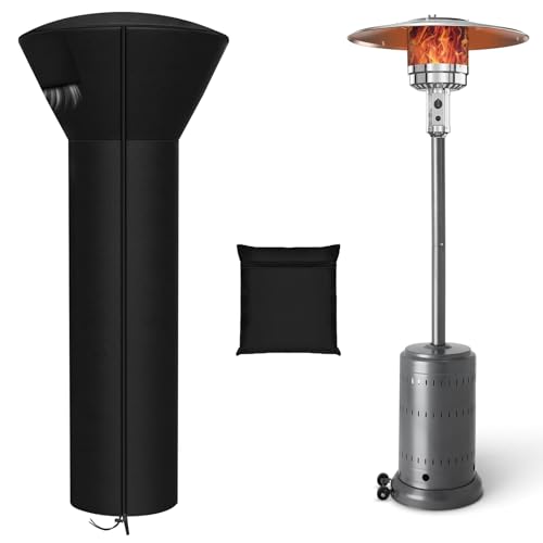 SIRUITON Patio Heater Covers with Zipper and Air Vent,Waterproof Outdoor Heater Cover, Dustproof,Wind-Resistant,UV-Resistant,Snow-Resistant,（89