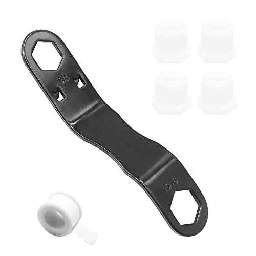 VOANZO RV Warmwasserbereiter-Ablassstopfen-Set mit Winkelschlüssel, 1 Rolle PTFE-Band und 4 Stück 1/2 Zoll NPT-Ersatzstopfen
