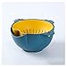 LiuSj JunSt Passoire Cuisine Fruit Basket Panier Panaises 2 en 1 aux passages et collantes en Plastique Double Couche Panier de vidange Rotatif for Laver Les Fruits végétariens et Riz (Bleu) Passoire
