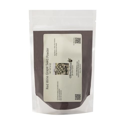 OliveNation Red Wine Grape Seed Powder - Alcohol Free Red Blend Wine Flour adds All-Natural Flavor, Color & Nutrition In Baking, Cooking, Confections/Candy, Beverages, Mixes, Garnish 160 oz