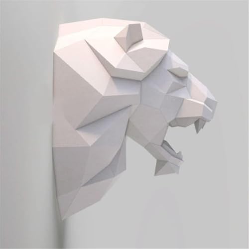 Artisanat géométrique lion 3D en papier rigide - Set de 2 pièces