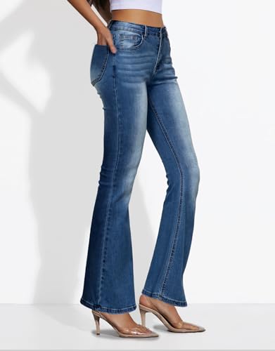 Bootcut Jeans for Women,High-Waisted Stretchy Flared Bell Bottom Pants, Trendy Denim for Ladies3