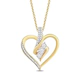 Amazon Essentials Womens Yellow 14K Gold over Sterling Silver Diamond Heart Pendant Necklace (0.25 cttw), 18' (previously Amazon Collection)