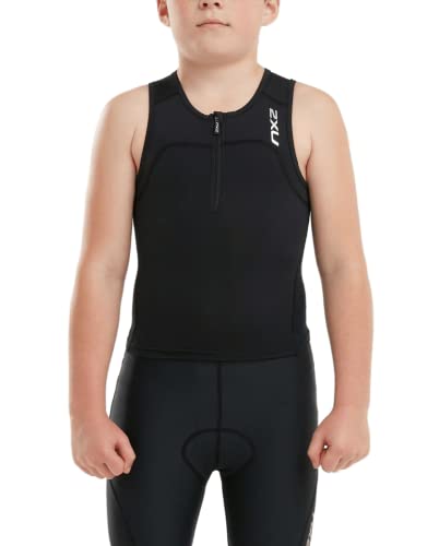 2XU Youth Active Tri Singlet (Black/Black, Small)