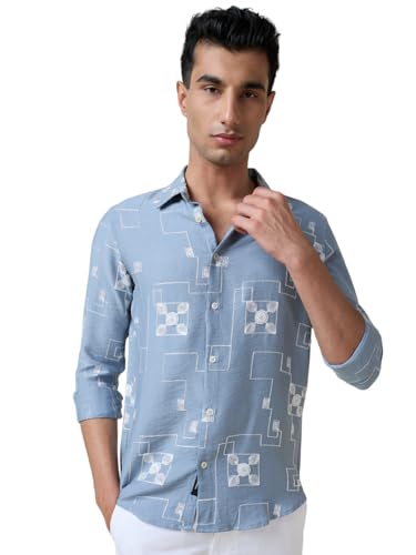 Image of Thomas Scott Mens Regular Fit Embroidered Full Sleeves Casual Shirt