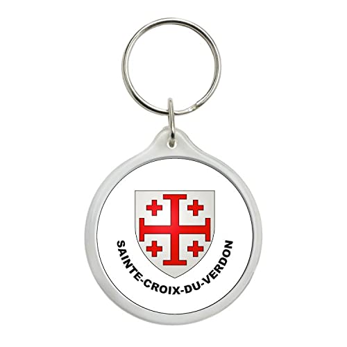 ROUND KEYCHAIN. HERALDIC SHIELD SAINTE-CROIX-DU-VERDON ALPES-DE-HAUTE-PROVENCE FRANCE