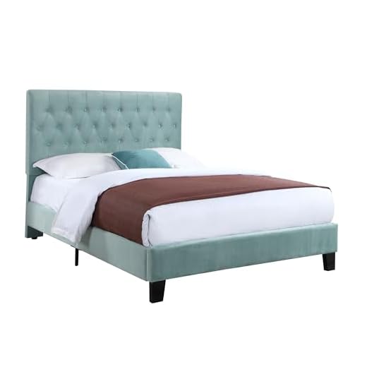 OPAHDN Light Blue Upholstered Full Bed