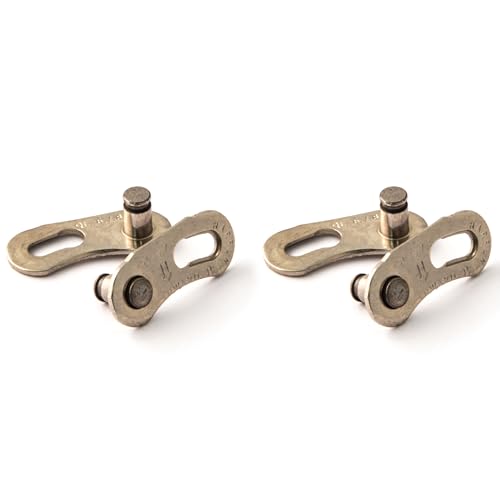 Clarks Cycle Systems Quick Links - Eslabones de unión de cadena de bicicleta, color plateado, paquete de 2 pares, velocidad única