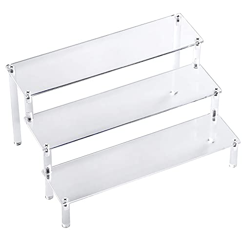 Présentoir Acrylique à 3 Niveaux, Présentoir à Desserts, Étagère à Escalier Transparents, Collection Support de Présentation en Acrylique, pour Présentation de Figurine, Vernis à Ongles, Cosmétiques Cover