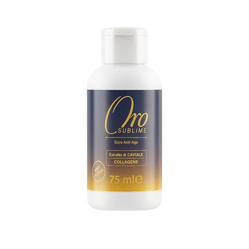Oro Sublime Crema Facial Antiedad Hidratante con Ácido Hialurónico y Colágeno | Reafirmante y Antiarrugas | Piel Joven y Radiante | Extracto de Caviar, 75ml