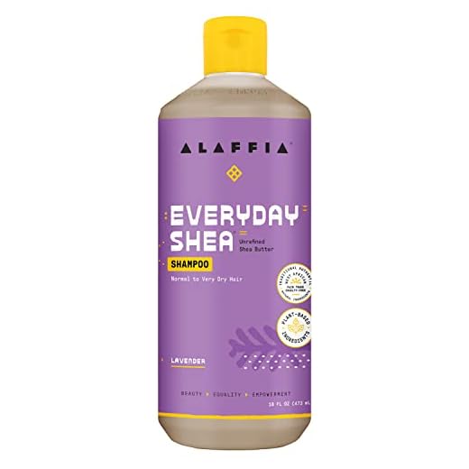 Alaffia - EveryDay Shea Shampoo - Normal to Very Dry Hair, Helps Clean and Protect without Stripping Natural Oils with Shea Butter and Coconut Oil, Fair Trade, Lavender, 16 oz