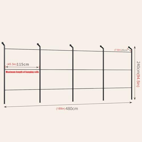 Adjustable Commercial Metal Display Rack with Wall-Mounted Hanging Rod for Retail and Home Organization - Maximize Space, Stylish Storage Solution