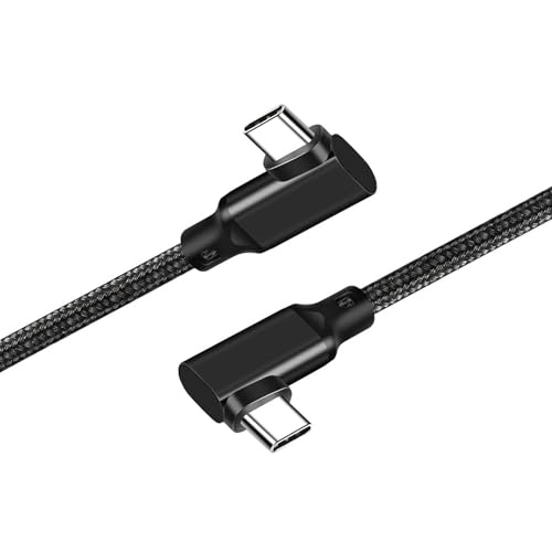 Type C to Type C ケーブル L字 Popolier (両端L型-ブラック, 0.2m) 【20Gbps高速データ転送 /100W急速充電 PD対応 /4K@60Hz映像出力 】 USB-C to USB-C ケーブル スマートフォン、タブレット、ノートパソコンのタイプｃ機種に対応