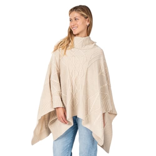 Le Moda Cozy Cowl Neck Cable Knit Sweater Poncho - One Size Fits All2